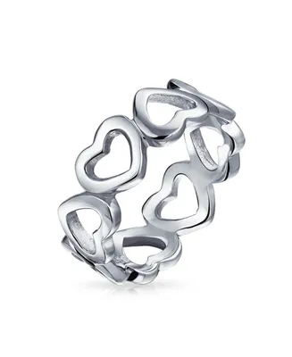 Bling Jewelry Bff Friendship Alternating Open Heart Eternity Band Promise Ring Sterling Silver