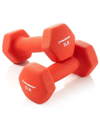 Philosophy Gym Neoprene Dumbbell Hexagon Hand Weights, 5 lb Pair - 10 lb Total