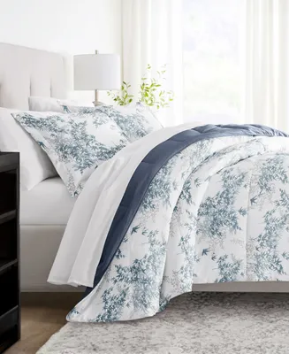 ienjoy Home Bamboo Leaves Blue 3-Piece Comforter Set, King/California King
