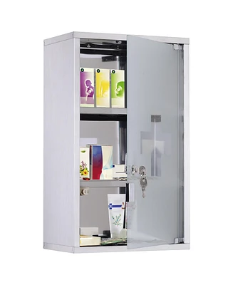 Homcom Wall Medicine Cabinet with Lock, Lockable Wall Cabinet