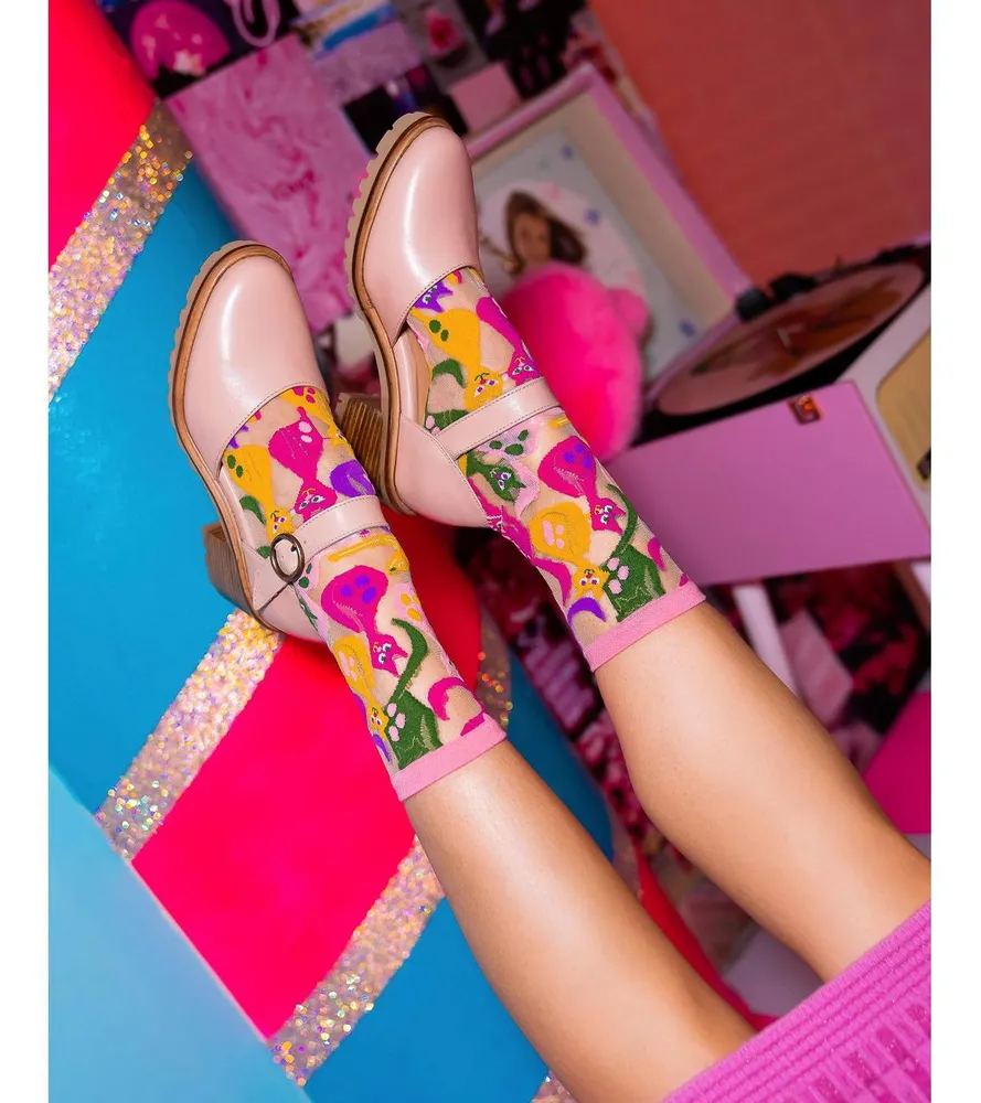Sock Candy Women's Dopamine Cats Sheer Sock