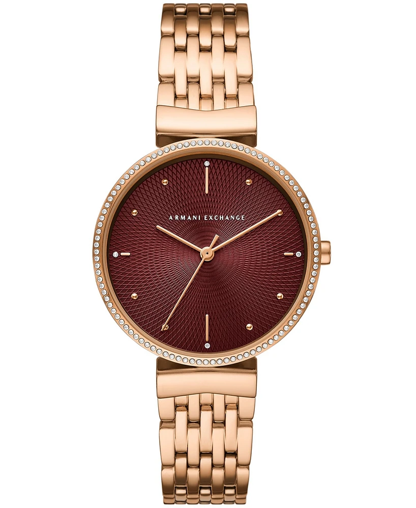 A|X Armani Exchange Women's Three-Hand Rose Gold-Tone Stainless Steel Watch 36mm, AX5912