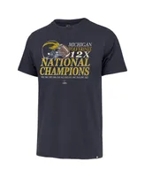 Men's '47 Brand Navy Distressed Michigan Wolverines 12-Time Football National Champions Franklin T-shirt