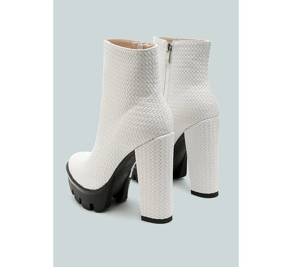 Moleski Textured Block Heeled Boots