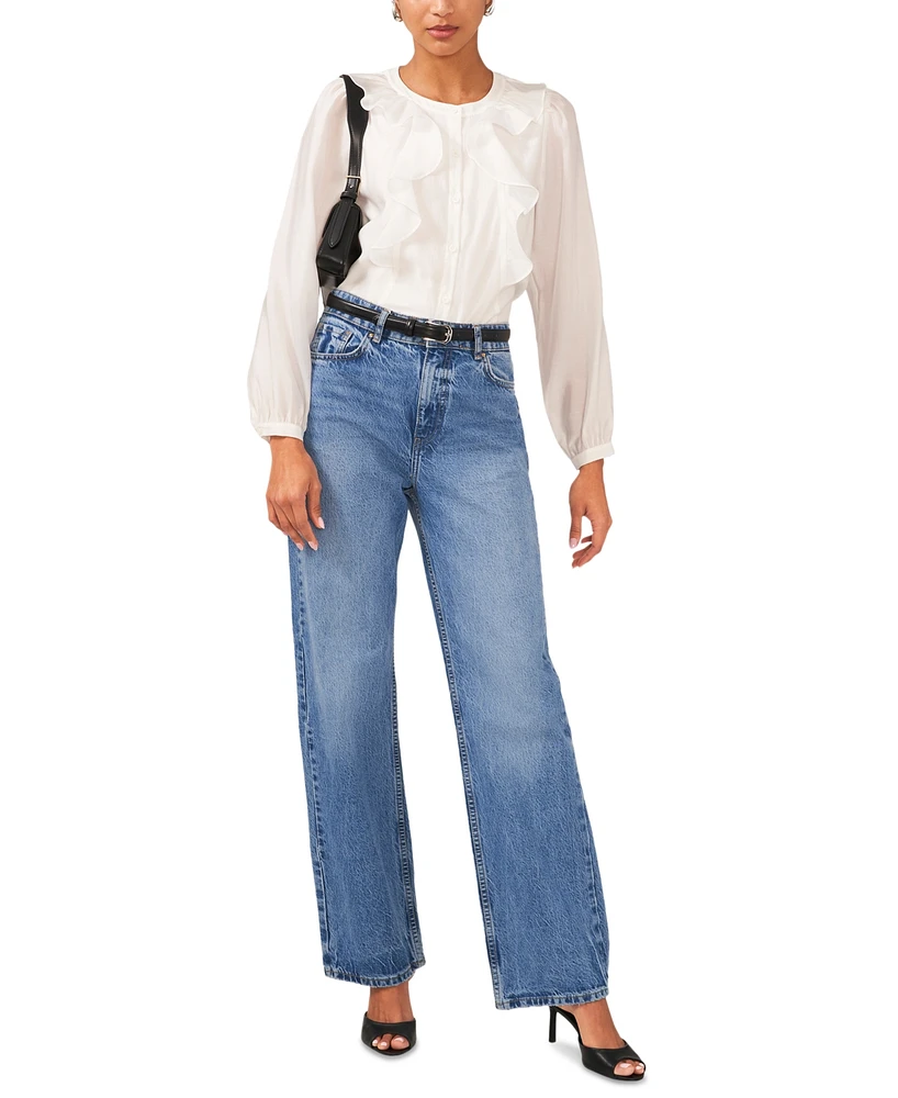 1.state Women's Button-Front Ruffle Blouse
