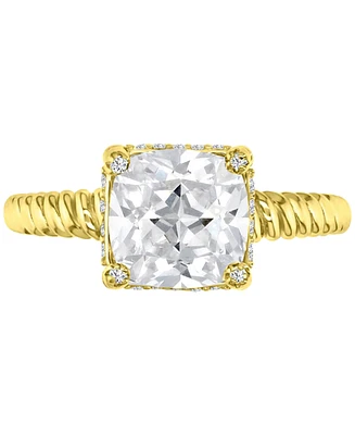 Cubic Zirconia Cushion-Cut Solitaire Twist Rope Engagement Ring