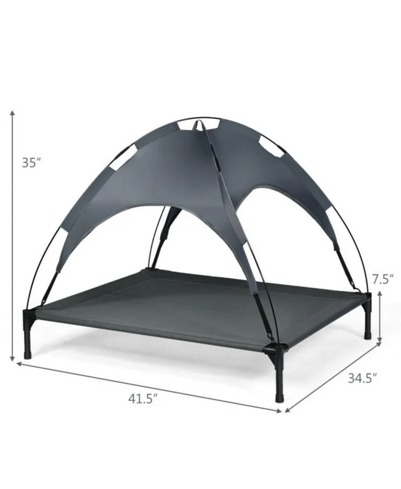 Sugift Portable Elevated Outdoor Pet Bed with Removable Canopy Shade