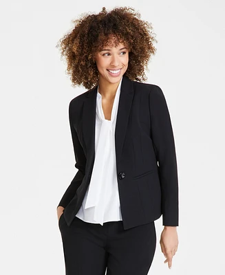 Kasper Women's Stretch Crepe One Button Blazer, Regular & Petite