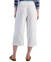 Jm Collection Women's Gauze Cropped Pull-On Pants, Created for Macy's