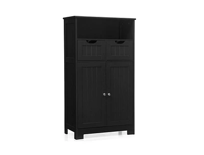 Wooden Bathroom Side Cabinet with 2 Drawers and Doors for Extra Storage