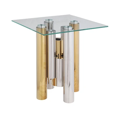 20" Stainless Steel Glass End Table - Modern & Sleek