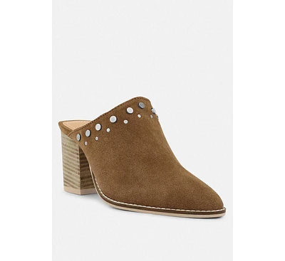Leslie Womens Stacked Heel Mules