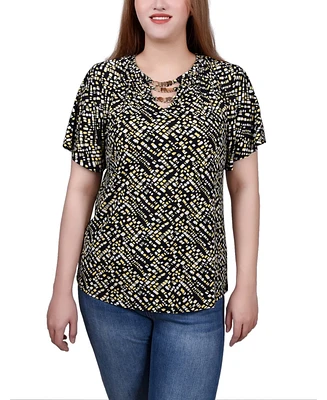 Ny Collection Petite Raglan Sleeve Top with Chain Details