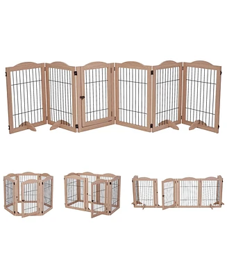 Arf Pets Freestanding Dog Gates, 6-Panel Extension - Walnut