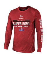 Men's Majestic Red Kansas City Chiefs Super Bowl Lviii Champions Tri-Blend Long Sleeve Hit T-shirt