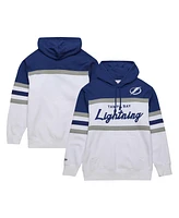 Men's Mitchell & Ness White, Blue Tampa Bay Lightning Head Coach Pullover Hoodie