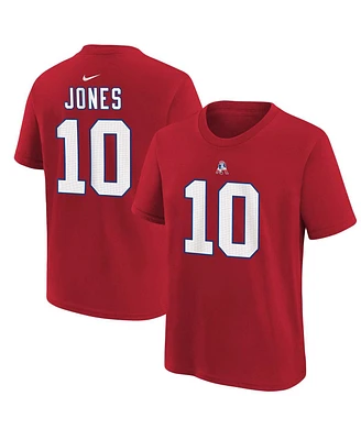 Big Boys and Girls Nike Mac Jones Red New England Patriots Player Name Number T-shirt