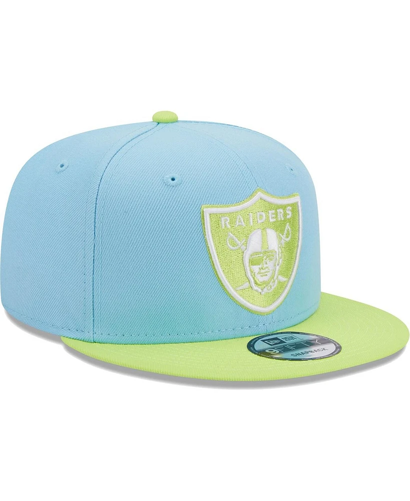 Men's New Era Light Blue, Neon Green Las Vegas Raiders Two-Tone Color Pack 9FIFTY Snapback Hat