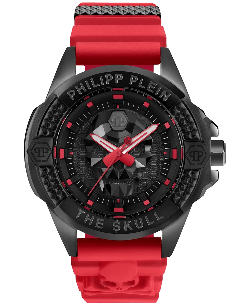 Philipp Plein Men's The Skull Red Silicone Strap Watch 44mm