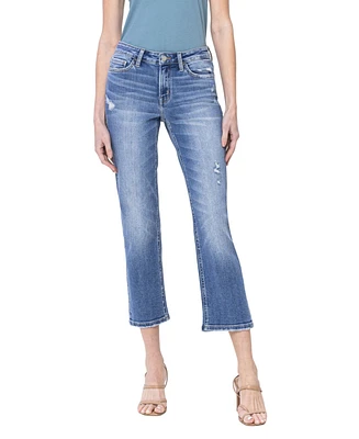 Vervet Women's Mid Rise Cropped Straight Jeans