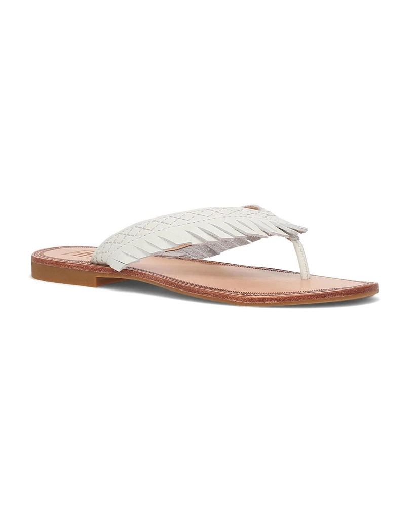 Frye Women's Ava Fringe Thong Flat Sandals - White