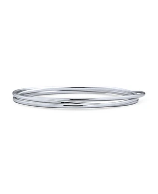 Bling Jewelry Set Of 3 Solid 2MM Small Wrist Round Stackable Smooth Multi Bangle Bracelet Sterling Silver