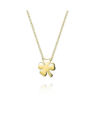 Bling Jewelry Irish Lucky Shamrock Good Luck Charm Four Leaf Clover Pendant Necklace For Women Yellow Gold Plated Sterling Silver