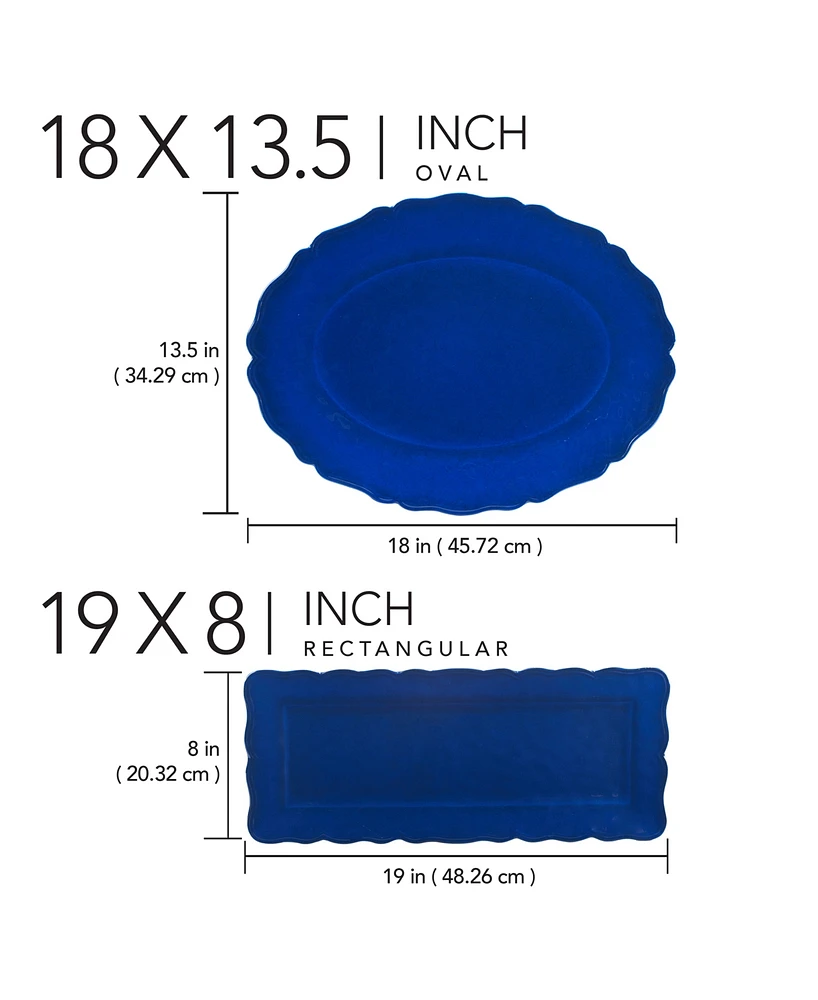 Certified International Blue Indigo Crackle 2 Pc Platter Set, Service For 2