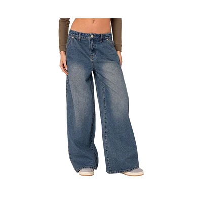 Edikted Women's Super baggy wide leg jeans