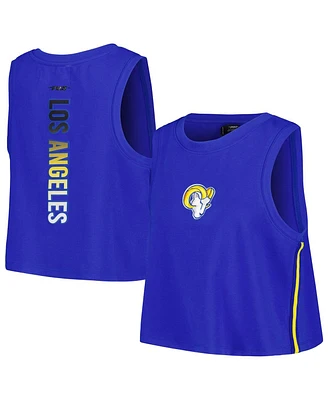 Women's Pro Standard Royal Los Angeles Rams Ombre Wordmark Classic Cropped Tank Top