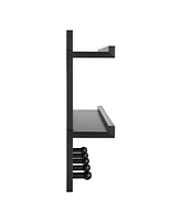 Danya B 2-Tier Ledge Wall Shelf organizer with Five Hanging Coat or towel Hooks, Perfect For Entryway or Bathroom