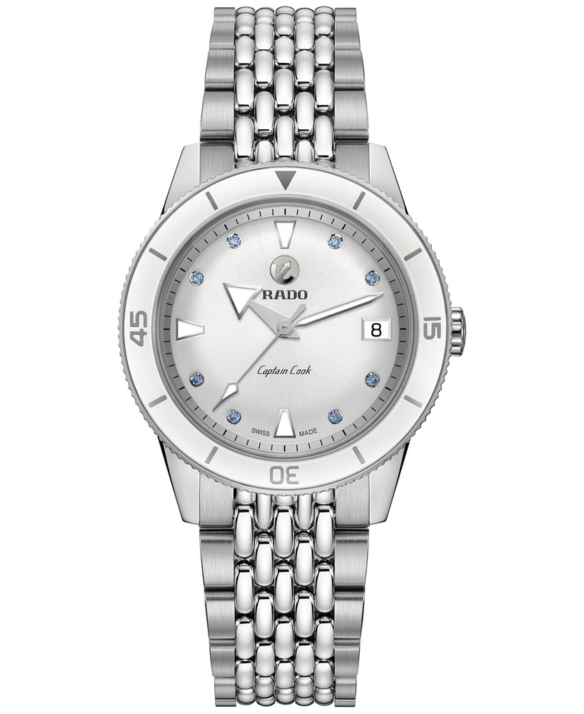 Rado Women's Swiss Automatic Captain Cook Stainless Steel Bracelet Watch 37mm Gift Set