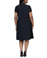 24seven Comfort Apparel Plus Short Sleeve Rouched Wrap Dress