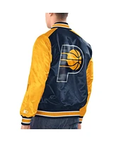 Men's Starter Navy, Gold Indiana Pacers Renegade Satin Full-Snap Varsity Jacket
