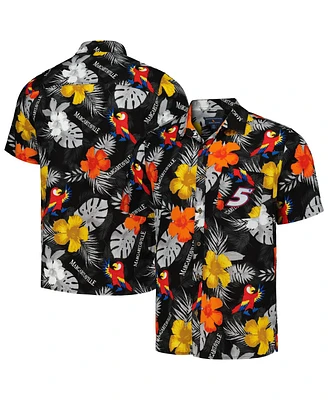 Men's Margaritaville Black Kyle Larson Island Life Floral Party Full-Button Shirt
