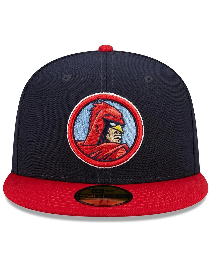 Men's New Era Navy, Red Memphis Redbirds Marvel x Minor League 59FIFTY Fitted Hat