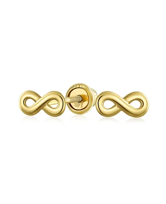 Bling Jewelry Petite Minimalist14K Yellow Gold Symbol Of Love Infinity Stud Earring Secure Screw back