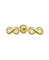 Bling Jewelry Petite Minimalist14K Yellow Gold Symbol Of Love Infinity Stud Earring Secure Screw back
