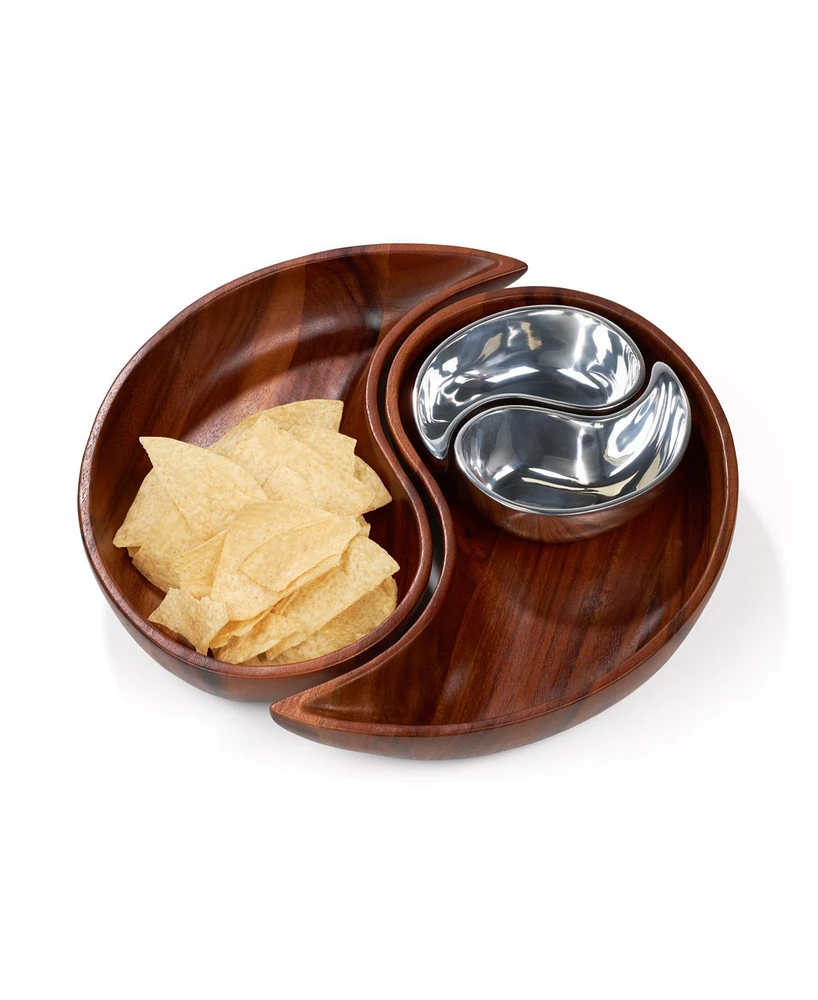 Nambe Yin Yang Chip and Dip Set, 4 Pieces