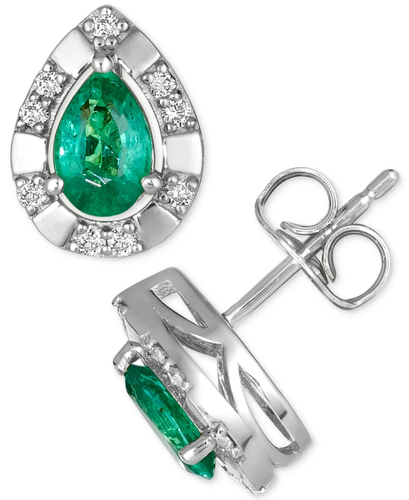 Le Vian Costa Smeralda Emerald (5/8 ct. t.w.) & Nude Diamond Pear-Shaped Stud Earrings (1/8 ct. t.w.) in 14k White Gold