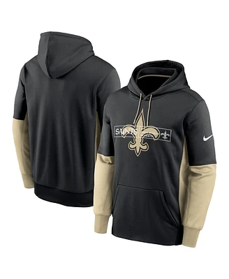 Men's Nike Black New Orleans Saints Color Block Fleece Performance Pullover Hoodie