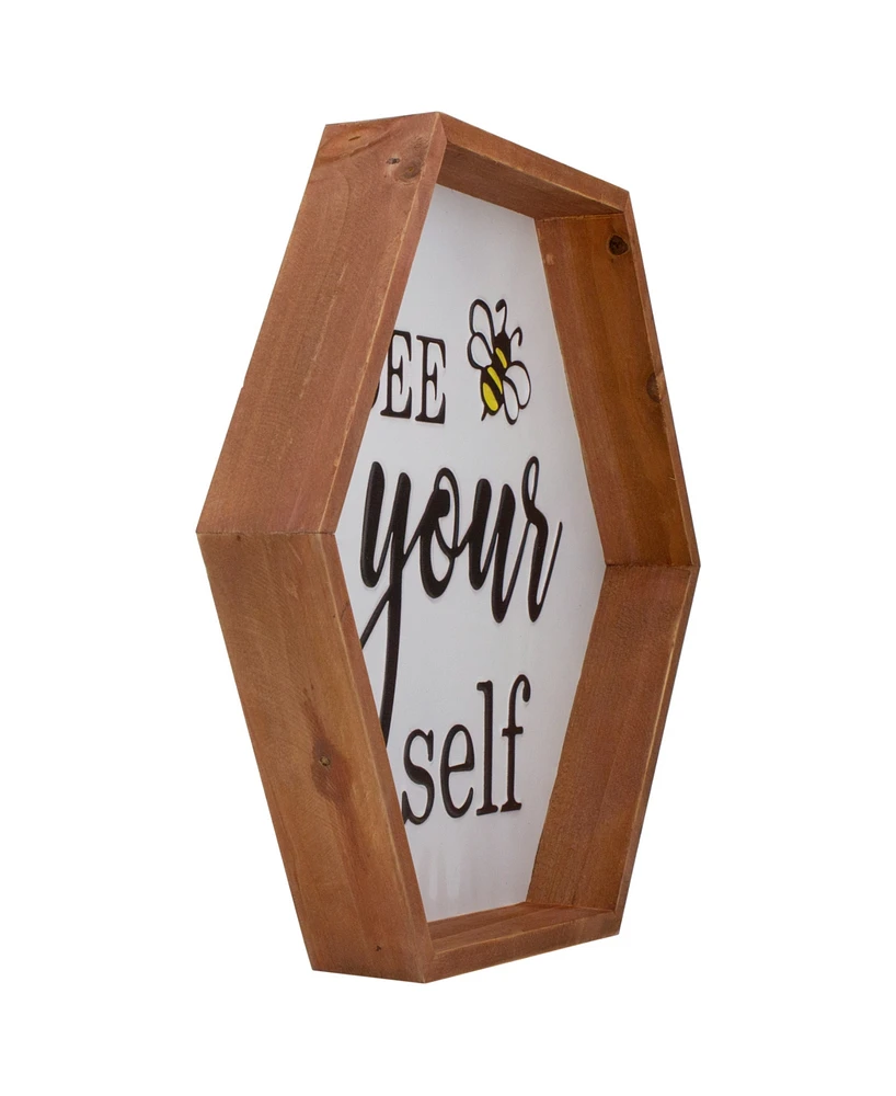 Northlight 16" Wooden Framed "Bee Yourself" Metal Sign Spring Wall or Tabletop Decor