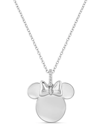 Disney Wonder Fine Jewelry Diamond Accent Minnie Mouse Silhouette Pendant Necklace in Sterling Silver, 16" + 2" extender