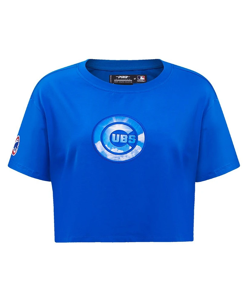 Women's Pro Standard Royal Chicago Cubs Painted Sky Boxy Cropped T-shirt
