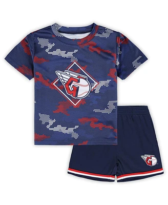 Toddler Boys and Girls Fanatics Navy Cleveland Guardians Field Ball T-shirt and Shorts Set