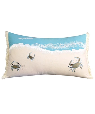 Crab with Waves Indoor Cotton Lumbar Throw Pillow