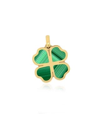 The Lovery Malachite Lucky Clover Charm 14K Gold 18 millimeters