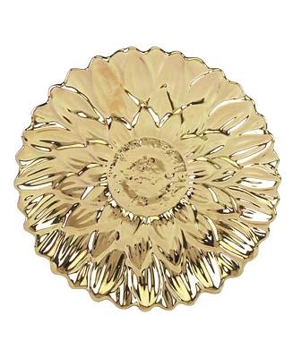 Certified International Gold Coast 3-d Set of 4 Sunflower Dessert Plates
