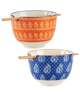 Certified International Carnival Multi Set of 2 Ramen Bowls, 2 Asst