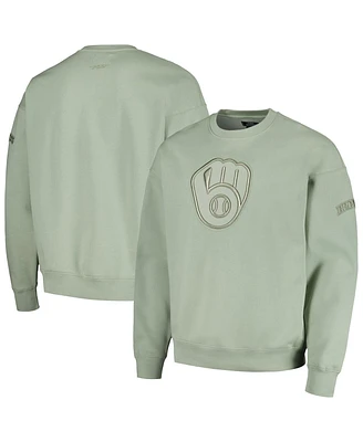Men's Pro Standard Green Milwaukee Brewers Neutral Drop Shoulder Pullover Sweatshirt